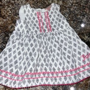 Juicy Couture geometric Girls Baby Embroidered White Black Dress 12M